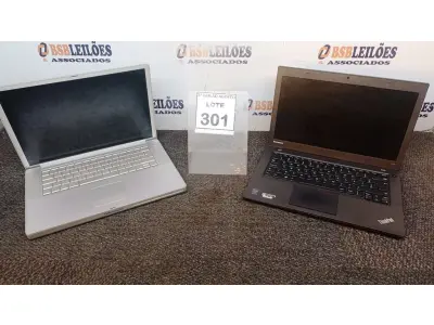 LOTE 301 - 01 NOTEBOOK APPLE E 01 NOTEBOOK MARCA LENOVO PARA RETIRADA DE PEÇAS. (NO ESTADO) ATENÇÃO! FAZER A VISITAÇÃO ANTES DE ARREMATAR, NÃO SABEMOS SE FUNCIONA, LEILÃO NÃO TEM GARANTIA E NEM DEVOLUÇÃO, SUJEITO A POSSÍVEIS AVARIAS VISÍVEIS/OCULTAS E/OU AUSÊNCIA DE COMPONENTES.