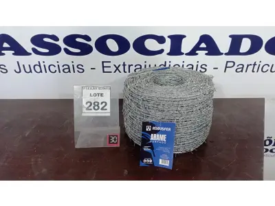 LOTE 282 - 01 ROLO DE ARAME FARPADO COM 500M. (NO ESTADO) ATENÇÃO! FAZER A VISITAÇÃO ANTES DE ARREMATAR, NÃO SABEMOS SE FUNCIONA, LEILÃO NÃO TEM GARANTIA E NEM DEVOLUÇÃO, SUJEITO A POSSÍVEIS AVARIAS VISÍVEIS/OCULTAS E/OU AUSÊNCIA DE COMPONENTES.
