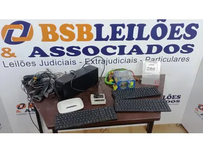LOTE 286 - 01 NOBREAK, 03 TECLADOS, 01 FONTE DE PC, LEITORAS DE CÓDIGOS DE BARRAS E CABOS DIVERSOS. (NO ESTADO) ATENÇÃO! FAZER A VISITAÇÃO ANTES DE ARREMATAR, NÃO SABEMOS SE FUNCIONA, LEILÃO NÃO TEM GARANTIA E NEM DEVOLUÇÃO, SUJEITO A POSSÍVEIS AVARIAS VISÍVEIS/OCULTAS E/OU AUSÊNCIA DE COMPONENTES.