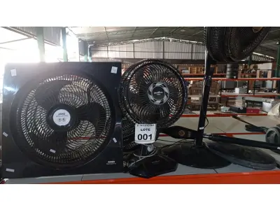 LOTE 001 - 04 VENTILADORES DE MARCA E MODELOS DIVERSOS. (NO ESTADO) ATENÇÃO! FAZER A VISITAÇÃO ANTES DE ARREMATAR, NÃO SABEMOS SE FUNCIONA, LEILÃO NÃO TEM GARANTIA E NEM DEVOLUÇÃO, SUJEITO A POSSÍVEIS AVARIAS VISÍVEIS/OCULTAS E/OU AUSÊNCIA DE COMPONENTES.