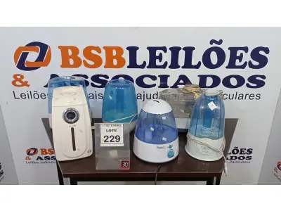 LOTE 229 - 06 UMIDIFICADORES DE AR. (NO ESTADO) ATENÇÃO! FAZER A VISITAÇÃO ANTES DE ARREMATAR, NÃO SABEMOS SE FUNCIONA, LEILÃO NÃO TEM GARANTIA E NEM DEVOLUÇÃO, SUJEITO A POSSÍVEIS AVARIAS VISÍVEIS/OCULTAS E/OU AUSÊNCIA DE COMPONENTES