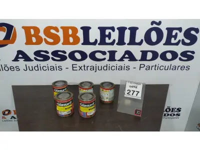 LOTE 277 - 05 LATAS DE ESMALTE SINTÉTICO DE 900ML CORES VARIADAS MARCA GLASURIT. (NO ESTADO) ATENÇÃO! FAZER A VISITAÇÃO ANTES DE ARREMATAR, NÃO SABEMOS SE FUNCIONA, LEILÃO NÃO TEM GARANTIA E NEM DEVOLUÇÃO, SUJEITO A POSSÍVEIS AVARIAS VISÍVEIS/OCULTAS E/OU AUSÊNCIA DE COMPONENTES.