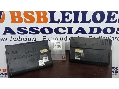 LOTE 138 - 02 NOTEBOOKS COM AVARIAS. (NO ESTADO) ATENÇÃO! FAZER A VISITAÇÃO ANTES DE ARREMATAR, NÃO SABEMOS SE FUNCIONA, LEILÃO NÃO TEM GARANTIA E NEM DEVOLUÇÃO, SUJEITO A POSSÍVEIS AVARIAS VISÍVEIS/OCULTAS E/OU AUSÊNCIA DE COMPONENTES.