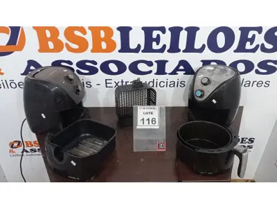 LOTE 116 - 02 AIR FRYER MARCA MONDIAL. (NO ESTADO) ATENÇÃO! FAZER A VISITAÇÃO ANTES DE ARREMATAR, NÃO SABEMOS SE FUNCIONA, LEILÃO NÃO TEM GARANTIA E NEM DEVOLUÇÃO, SUJEITO A POSSÍVEIS AVARIAS VISÍVEIS/OCULTAS E/OU AUSÊNCIA DE COMPONENTES.