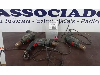 LOTE 150 - 03 FURADEIRAS BOSCH. (NO ESTADO) ATENÇÃO! FAZER A VISITAÇÃO ANTES DE ARREMATAR, NÃO SABEMOS SE FUNCIONA, LEILÃO NÃO TEM GARANTIA E NEM DEVOLUÇÃO, SUJEITO A POSSÍVEIS AVARIAS VISÍVEIS/OCULTAS E/OU AUSÊNCIA DE COMPONENTES.