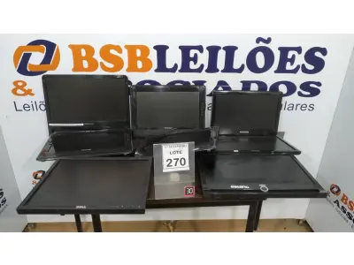 LOTE 270 - 08 MONITORES LCD DE MARCAS E MODELOS DIVERSOS. (NO ESTADO) ATENÇÃO! FAZER A VISITAÇÃO ANTES DE ARREMATAR, NÃO SABEMOS SE FUNCIONA. LEILÃO NÃO TEM GARANTIA E NEM DEVOLUÇÃO, SUJEITO A POSSÍVEIS AVARIAS VISÍVEIS/OCULTAS E/OU AUSÊNCIA DE COMPONENTES.