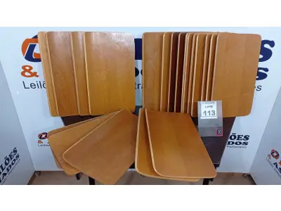 LOTE 113 - 20 PLACAS DE MADEIRA. (NO ESTADO) ATENÇÃO! FAZER A VISITAÇÃO ANTES DE ARREMATAR, NÃO SABEMOS SE FUNCIONA, LEILÃO NÃO TEM GARANTIA E NEM DEVOLUÇÃO, SUJEITO A POSSÍVEIS AVARIAS VISÍVEIS/OCULTAS E/OU AUSÊNCIA DE COMPONENTES.