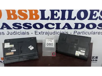 LOTE 080 - 02 NOTEBOOKS COM AVARIAS. (NO ESTADO) ATENÇÃO! FAZER A VISITAÇÃO ANTES DE ARREMATAR, NÃO SABEMOS SE FUNCIONA, LEILÃO NÃO TEM GARANTIA E NEM DEVOLUÇÃO, SUJEITO A POSSÍVEIS AVARIAS VISÍVEIS/OCULTAS E/OU AUSÊNCIA DE COMPONENTES.