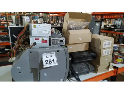 LOTE 281 - 05 MÓDULOS DE EXPANSÃO RETRO ILUMINADO MARCA PLYCOM, 01 IMPRESSORA DE ETIQUETA, 04 FONTES DE PC, 02 APARELHOS DE FAX, 01 FRAGMENTADORA MARCA DUOTEC E 01 TELEVISÃO DE TUBO MARCA SAMSUNG. (NO ESTADO) ATENÇÃO! FAZER A VISITAÇÃO ANTES DE ARREMATAR, NÃO SABEMOS SE FUNCIONA, LEILÃO NÃO TEM GARANTIA E NEM DEVOLUÇÃO, SUJEITO A POSSÍVEIS AVARIAS VISÍVEIS/OCULTAS E/OU AUSÊNCIA DE COMPONENTES.
