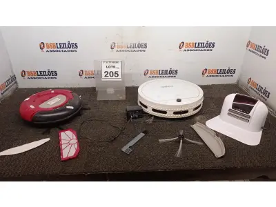 LOTE 205 - 02 ASPIRADORES ROBÔ SENDO 01 COM FONTE. (NO ESTADO) ATENÇÃO! FAZER A VISITAÇÃO ANTES DE ARREMATAR, NÃO SABEMOS SE FUNCIONA, LEILÃO NÃO TEM GARANTIA E NEM DEVOLUÇÃO, SUJEITO A POSSÍVEIS AVARIAS VISÍVEIS/OCULTAS E/OU AUSÊNCIA DE COMPONENTES