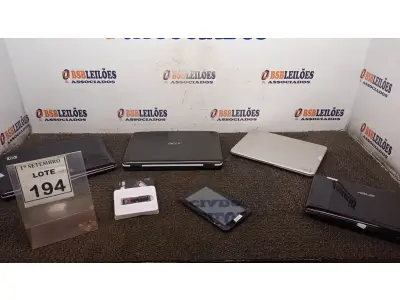 LOTE 194 - 04 NOTEBOOKS MARCAS E MODELOS DIVERSOS, 01 TABLET MARCA QBEX E 01 SSD 1TB. (NO ESTADO) ATENÇÃO! FAZER A VISITAÇÃO ANTES DE ARREMATAR, NÃO SABEMOS SE FUNCIONA, LEILÃO NÃO TEM GARANTIA E NEM DEVOLUÇÃO, SUJEITO A POSSÍVEIS AVARIAS VISÍVEIS/OCULTAS E/OU AUSÊNCIA DE COMPONENTES