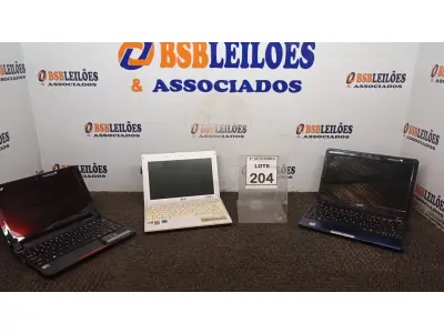 LOTE 204 - 03 NETBOOKS PARA RETIRADA DE PEÇAS. (NO ESTADO) ATENÇÃO! FAZER A VISITAÇÃO ANTES DE ARREMATAR, NÃO SABEMOS SE FUNCIONA, LEILÃO NÃO TEM GARANTIA E NEM DEVOLUÇÃO, SUJEITO A POSSÍVEIS AVARIAS VISÍVEIS/OCULTAS E/OU AUSÊNCIA DE COMPONENTES