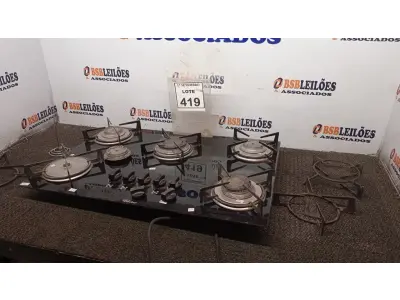 LOTE 419 - 01 COOKTOP 05 BOCAS MARCA FISCHER. (NO ESTADO) ATENÇÃO! FAZER A VISITAÇÃO ANTES DE ARREMATAR, NÃO SABEMOS SE FUNCIONA. LEILÃO NÃO TEM GARANTIA E NEM DEVOLUÇÃO, SUJEITO A POSSÍVEIS AVARIAS VISÍVEIS/OCULTAS E/OU AUSÊNCIA DE COMPONENTES.