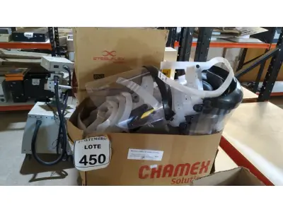 LOTE 450 - 01 LOTE COM GRANDE QUANTIDADE DE PROTETOR FACIAL STEELFLEX. (NO ESTADO) ATENÇÃO! FAZER A VISITAÇÃO ANTES DE ARREMATAR, NÃO SABEMOS SE FUNCIONA, LEILÃO NÃO TEM GARANTIA E NEM DEVOLUÇÃO, SUJEITO A POSSÍVEIS AVARIAS VISÍVEIS/OCULTAS E/OU AUSÊNCIA DE COMPONENTES.
