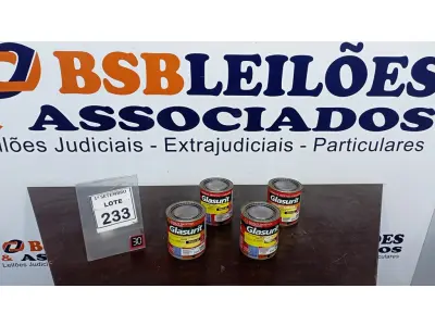LOTE 233 - 04 LATAS DE ESMALTE SINTÉTICO DE 900ML CORES VARIADAS MARCA GLASURIT. (NO ESTADO) ATENÇÃO! FAZER A VISITAÇÃO ANTES DE ARREMATAR, NÃO SABEMOS SE FUNCIONA, LEILÃO NÃO TEM GARANTIA E NEM DEVOLUÇÃO, SUJEITO A POSSÍVEIS AVARIAS VISÍVEIS/OCULTAS E/OU AUSÊNCIA DE COMPONENTES.