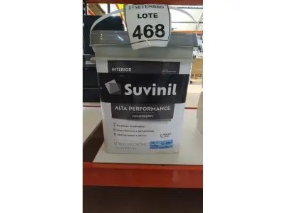 LOTE 468 - 01 BALDE DE TINTA SUVINIL INTERIORES FOSCOS 18L NA COR FOSCO BRANCO. VENCIMENTO 10/2027 (NOVO) (NO ESTADO) ATENÇÃO! FAZER A VISITAÇÃO ANTES DE ARREMATAR, NÃO SABEMOS SE FUNCIONA. LEILÃO NÃO TEM GARANTIA E NEM DEVOLUÇÃO, SUJEITO A POSSÍVEIS AVARIAS VISÍVEIS/OCULTAS E/OU AUSÊNCIA DE COMPONENTES.