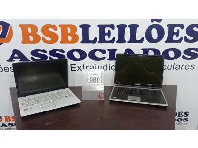 LOTE 080 - 02 NOTEBOOKS COM AVARIAS. (NO ESTADO) ATENÇÃO! FAZER A VISITAÇÃO ANTES DE ARREMATAR, NÃO SABEMOS SE FUNCIONA, LEILÃO NÃO TEM GARANTIA E NEM DEVOLUÇÃO, SUJEITO A POSSÍVEIS AVARIAS VISÍVEIS/OCULTAS E/OU AUSÊNCIA DE COMPONENTES.