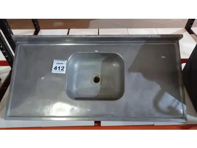 LOTE 412 - 01 PIA EM INOX 1,20X0,59. (NO ESTADO) ATENÇÃO! FAZER A VISITAÇÃO ANTES DE ARREMATAR, NÃO SABEMOS SE FUNCIONA, LEILÃO NÃO TEM GARANTIA E NEM DEVOLUÇÃO, SUJEITO A POSSÍVEIS AVARIAS VISÍVEIS/OCULTAS E/OU AUSÊNCIA DE COMPONENTES.