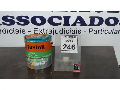 LOTE 246 - 01 LATA DE TINTA ESMALTE DE 3,6L NA COR BRILHANTE AMARELO OURO MARCA SUVINIL. (NO ESTADO) ATENÇÃO! FAZER A VISITAÇÃO ANTES DE ARREMATAR, NÃO SABEMOS SE FUNCIONA. LEILÃO NÃO TEM GARANTIA E NEM DEVOLUÇÃO, SUJEITO A POSSÍVEIS AVARIAS VISÍVEIS/OCULTAS E/OU AUSÊNCIA DE COMPONENTES.