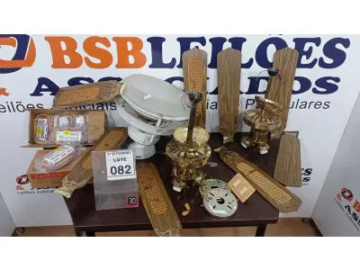 LOTE 082 - 03 VENTILADORES DE TETO E 01 CAIXA COM GRANDE QUANTIDADE DE REATORES. (NO ESTADO) ATENÇÃO! FAZER A VISITAÇÃO ANTES DE ARREMATAR, NÃO SABEMOS SE FUNCIONA, LEILÃO NÃO TEM GARANTIA E NEM DEVOLUÇÃO, SUJEITO A POSSÍVEIS AVARIAS VISÍVEIS/OCULTAS E/OU AUSÊNCIA DE COMPONENTES.
