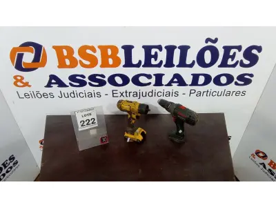 LOTE 222 - 02 PARAFUSADEIRAS. (NO ESTADO) ATENÇÃO! FAZER A VISITAÇÃO ANTES DE ARREMATAR, NÃO SABEMOS SE FUNCIONA, LEILÃO NÃO TEM GARANTIA E NEM DEVOLUÇÃO, SUJEITO A POSSÍVEIS AVARIAS VISÍVEIS/OCULTAS E/OU AUSÊNCIA DE COMPONENTES