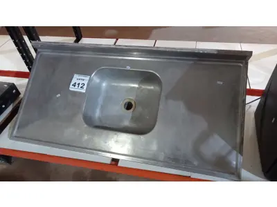 LOTE 412 - 01 PIA EM INOX 1,20X0,59. (NO ESTADO) ATENÇÃO! FAZER A VISITAÇÃO ANTES DE ARREMATAR, NÃO SABEMOS SE FUNCIONA, LEILÃO NÃO TEM GARANTIA E NEM DEVOLUÇÃO, SUJEITO A POSSÍVEIS AVARIAS VISÍVEIS/OCULTAS E/OU AUSÊNCIA DE COMPONENTES.