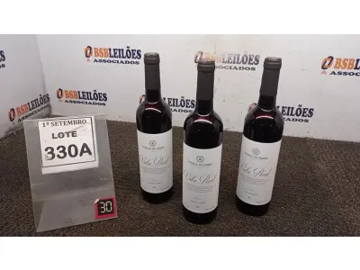 LOTE 330 - 03 GARRAFAS DE VINHO TINTO VALA REAL PORTUGUÊS SAFRA 2019 750ML. (NO ESTADO) ATENÇÃO! FAZER A VISITAÇÃO ANTES DE ARREMATAR, NÃO SABEMOS SE FUNCIONA, LEILÃO NÃO TEM GARANTIA E NEM DEVOLUÇÃO, SUJEITO A POSSÍVEIS AVARIAS VISÍVEIS/OCULTAS E/OU AUSÊNCIA DE COMPONENTES.