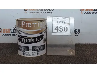 LOTE 430 - 01 LATA DE ESMALTE SINTÉTICO PREMIERLUX DE 3,6L NA COR CINZA MÉDIO MARCA PREMIER. (NO ESTADO) ATENÇÃO! FAZER A VISITAÇÃO ANTES DE ARREMATAR, NÃO SABEMOS SE FUNCIONA, LEILÃO NÃO TEM GARANTIA E NEM DEVOLUÇÃO, SUJEITO A POSSÍVEIS AVARIAS VISÍVEIS/OCULTAS E/OU AUSÊNCIA DE COMPONENTES.