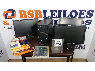 LOTE 370 - 03 MONITORES MARCAS E MODELOS DIVERSOS, 01 CPU MARCA POSITIVO, 05 CAIXAS DE FILME DE POLIESTIRENO E 01 CALCULADORA. (NO ESTADO) ATENÇÃO! FAZER A VISITAÇÃO ANTES DE ARREMATAR, NÃO SABEMOS SE FUNCIONA, LEILÃO NÃO TEM GARANTIA E NEM DEVOLUÇÃO, SUJEITO A POSSÍVEIS AVARIAS VISÍVEIS/OCULTAS E/OU AUSÊNCIA DE COMPONENTES.