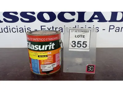 LOTE 355 - 01 LATA DE ESMALTE SINTÉTICO COM 3,6L NA COR BRILHANTE AZUL FRANÇA MARCA GLASURIT. (NO ESTADO) ATENÇÃO! FAZER A VISITAÇÃO ANTES DE ARREMATAR, NÃO SABEMOS SE FUNCIONA, LEILÃO NÃO TEM GARANTIA E NEM DEVOLUÇÃO, SUJEITO A POSSÍVEIS AVARIAS VISÍVEIS/OCULTAS E/OU AUSÊNCIA DE COMPONENTES.
