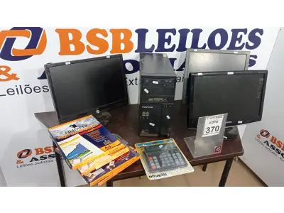 LOTE 370 - 03 MONITORES MARCAS E MODELOS DIVERSOS, 01 CPU MARCA POSITIVO, 05 CAIXAS DE FILME DE POLIESTIRENO E 01 CALCULADORA. (NO ESTADO) ATENÇÃO! FAZER A VISITAÇÃO ANTES DE ARREMATAR, NÃO SABEMOS SE FUNCIONA, LEILÃO NÃO TEM GARANTIA E NEM DEVOLUÇÃO, SUJEITO A POSSÍVEIS AVARIAS VISÍVEIS/OCULTAS E/OU AUSÊNCIA DE COMPONENTES.