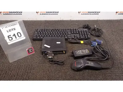 LOTE 510 - 01 MINI PC INT , 01 TECLADO, 01 LEITOR DE CÓDIGO DE BARRAS E CABOS.(NO ESTADO) ATENÇÃO! FAZER A VISITAÇÃO ANTES DE ARREMATAR, NÃO SABEMOS SE FUNCIONA, LEILÃO NÃO TEM GARANTIA E NEM DEVOLUÇÃO, SUJEITO A POSSÍVEIS AVARIAS VISÍVEIS/OCULTAS E/OU AUSÊNCIA DE COMPONENTES.