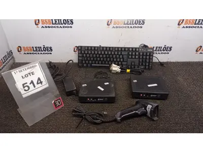 LOTE 514 - 02 MINIS PC INIT, 01 TECLADO, 01 LEITOR DE CÓDIGO DE BARRAS  E CABOS.(NO ESTADO) ATENÇÃO! FAZER A VISITAÇÃO ANTES DE ARREMATAR, NÃO SABEMOS SE FUNCIONA, LEILÃO NÃO TEM GARANTIA E NEM DEVOLUÇÃO, SUJEITO A POSSÍVEIS AVARIAS VISÍVEIS/OCULTAS E/OU AUSÊNCIA DE COMPONENTES.