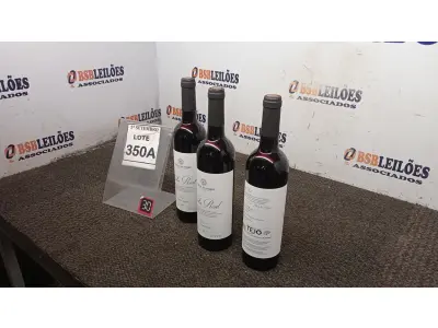 LOTE 350 - 03 GARRAFAS DE VINHO TINTO VALA REAL PORTUGUÊS SAFRA 2019 750ML. (NO ESTADO) ATENÇÃO! FAZER A VISITAÇÃO ANTES DE ARREMATAR, NÃO SABEMOS SE FUNCIONA, LEILÃO NÃO TEM GARANTIA E NEM DEVOLUÇÃO, SUJEITO A POSSÍVEIS AVARIAS VISÍVEIS/OCULTAS E/OU AUSÊNCIA DE COMPONENTES.