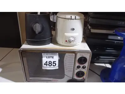 LOTE 485 - 01 FORNO ELÉTRICO, 01 BASE DE LIQUIDIFICADOR E 01 FRITADEIRA ELÉTRICA. (NO ESTADO) ATENÇÃO! FAZER A VISITAÇÃO ANTES DE ARREMATAR, NÃO SABEMOS SE FUNCIONA, LEILÃO NÃO TEM GARANTIA E NEM DEVOLUÇÃO, SUJEITO A POSSÍVEIS AVARIAS VISÍVEIS/OCULTAS E/OU AUSÊNCIA DE COMPONENTES.