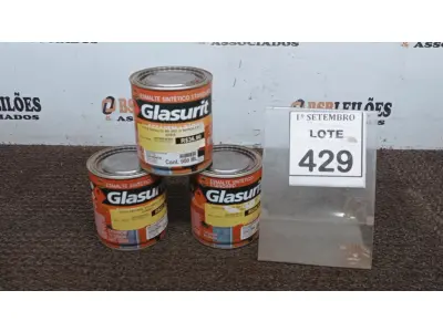 LOTE 429 - 03 LATAS DE ESMALTE SINTÉTICO DE 900ML CORES VARIADAS MARCA GLASURIT. (NO ESTADO) ATENÇÃO! FAZER A VISITAÇÃO ANTES DE ARREMATAR, NÃO SABEMOS SE FUNCIONA, LEILÃO NÃO TEM GARANTIA E NEM DEVOLUÇÃO, SUJEITO A POSSÍVEIS AVARIAS VISÍVEIS/OCULTAS E/OU AUSÊNCIA DE COMPONENTES.