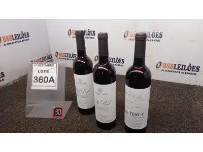 LOTE 360 - 03 GARRAFAS DE VINHO TINTO VALA REAL PORTUGUÊS SAFRA 2019 750ML. (NO ESTADO) ATENÇÃO! FAZER A VISITAÇÃO ANTES DE ARREMATAR, NÃO SABEMOS SE FUNCIONA, LEILÃO NÃO TEM GARANTIA E NEM DEVOLUÇÃO, SUJEITO A POSSÍVEIS AVARIAS VISÍVEIS/OCULTAS E/OU AUSÊNCIA DE COMPONENTES.