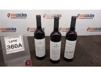 LOTE 360 - 03 GARRAFAS DE VINHO TINTO VALA REAL PORTUGUÊS SAFRA 2019 750ML. (NO ESTADO) ATENÇÃO! FAZER A VISITAÇÃO ANTES DE ARREMATAR, NÃO SABEMOS SE FUNCIONA, LEILÃO NÃO TEM GARANTIA E NEM DEVOLUÇÃO, SUJEITO A POSSÍVEIS AVARIAS VISÍVEIS/OCULTAS E/OU AUSÊNCIA DE COMPONENTES.
