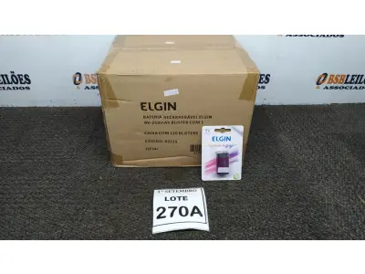 LOTE 270 - 01 CAIXA COM 120 BLISTERS BATERIA RECARREGÁVEL ELGIN 9V-250MAH. (NO ESTADO) ATENÇÃO! FAZER A VISITAÇÃO ANTES DE ARREMATAR, NÃO SABEMOS SE FUNCIONA, LEILÃO NÃO TEM GARANTIA E NEM DEVOLUÇÃO, SUJEITO A POSSÍVEIS AVARIAS VISÍVEIS/OCULTAS E/OU AUSÊNCIA DE COMPONENTES.
