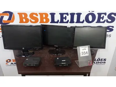 LOTE 354 - 03 MONITORES DE MARCAS E MODELOS DIVERSOS E 02MINI PC MARCA INIT. (NO ESTADO) ATENÇÃO! FAZER A VISITAÇÃO ANTES DE ARREMATAR, NÃO SABEMOS SE FUNCIONA, LEILÃO NÃO TEM GARANTIA E NEM DEVOLUÇÃO, SUJEITO A POSSÍVEIS AVARIAS VISÍVEIS/OCULTAS E/OU AUSÊNCIA DE COMPONENTES.