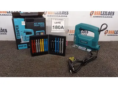 LOTE 180 - 01 KIT SERRA TICO-TICO 220V 500W + MALETA COM 14 SERRAS PARA MEDEIRA E METAL. (NO ESTADO) ATENÇÃO! FAZER A VISITAÇÃO ANTES DE ARREMATAR, NÃO SABEMOS SE FUNCIONA, LEILÃO NÃO TEM GARANTIA E NEM DEVOLUÇÃO, SUJEITO A POSSÍVEIS AVARIAS VISÍVEIS/OCULTAS E/OU AUSÊNCIA DE COMPONENTES.