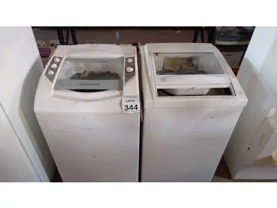LOTE 344 - 02 MÁQUINAS DE LAVAR MARCA BRASTEMP COM AVARIAS. (NO ESTADO) ATENÇÃO! FAZER A VISITAÇÃO ANTES DE ARREMATAR, NÃO SABEMOS SE FUNCIONA, LEILÃO NÃO TEM GARANTIA E NEM DEVOLUÇÃO, SUJEITO A POSSÍVEIS AVARIAS VISÍVEIS/OCULTAS E/OU AUSÊNCIA DE COMPONENTES.