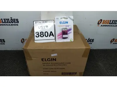 LOTE 380 - 01 CAIXA COM 120 BLISTERS BATERIA RECARREGÁVEL ELGIN 9V-250MAH. (NO ESTADO) ATENÇÃO! FAZER A VISITAÇÃO ANTES DE ARREMATAR, NÃO SABEMOS SE FUNCIONA, LEILÃO NÃO TEM GARANTIA E NEM DEVOLUÇÃO, SUJEITO A POSSÍVEIS AVARIAS VISÍVEIS/OCULTAS E/OU AUSÊNCIA DE COMPONENTES.