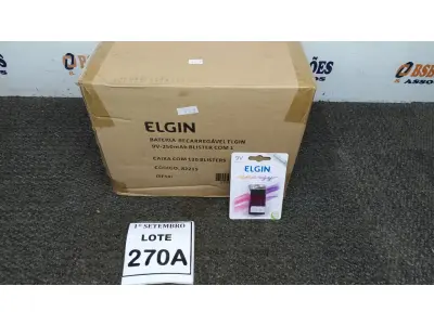 LOTE 270 - 01 CAIXA COM 120 BLISTERS BATERIA RECARREGÁVEL ELGIN 9V-250MAH. (NO ESTADO) ATENÇÃO! FAZER A VISITAÇÃO ANTES DE ARREMATAR, NÃO SABEMOS SE FUNCIONA, LEILÃO NÃO TEM GARANTIA E NEM DEVOLUÇÃO, SUJEITO A POSSÍVEIS AVARIAS VISÍVEIS/OCULTAS E/OU AUSÊNCIA DE COMPONENTES.