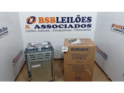 LOTE 085 - 01 FOGÃO DE PISO ITATIAIA 4 BOCAS STAR NEW PRETO – BIVOLT (NO ESTADO, NÃO SABEMOS SE FUNCIONA. LEILÃO NÃO TEM GARANTIA E NEM DEVOLUÇÃO, SUJEITO A POSSÍVEIS AVARIAS VISÍVEIS/OCULTAS E/OU AUSÊNCIA DE COMPONENTES)