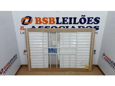 LOTE 098 - 01 JANELA DE ALUMÍNIO VENEZIANA 100X150CM 4 FOLHAS COM GRADE SEM VIDRO SOFT PLUS MGM BRANCO (NO ESTADO, NÃO SABEMOS SE FUNCIONA. LEILÃO NÃO TEM GARANTIA E NEM DEVOLUÇÃO, SUJEITO A POSSÍVEIS AVARIAS VISÍVEIS/OCULTAS E/OU AUSÊNCIA DE COMPONENTES)