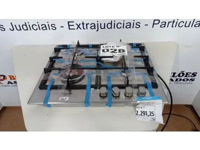 LOTE 028 - 01 COOKTOP 4 BOCAS BRASTEMP GOURMAND INOX COM DUPLACHAMA E TREMPE COM FERRO FUNDIDO - BDK60DR - 220 VOLTS (NO ESTADO, NÃO SABEMOS SE FUNCIONA. LEILÃO NÃO TEM GARANTIA E NEM DEVOLUÇÃO, SUJEITO A POSSÍVEIS AVARIAS VISÍVEIS/OCULTAS E/OU AUSÊNCIA DE COMPONENTES)