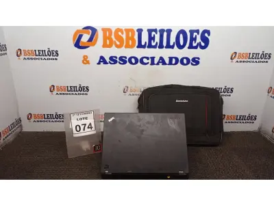 LOTE 074 - 01 NOTEBOOK MARCA LENOVO COM BOLSA. (NO ESTADO) ATENÇÃO! FAZER A VISITAÇÃO ANTES DE ARREMATAR, NÃO SABEMOS SE FUNCIONA, LEILÃO NÃO TEM GARANTIA E NEM DEVOLUÇÃO, SUJEITO A POSSÍVEIS AVARIAS VISÍVEIS/OCULTAS E/OU AUSÊNCIA DE COMPONENTES.