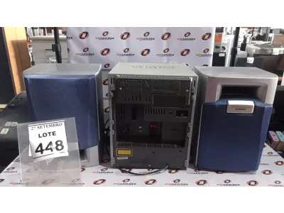 LOTE 448 - 01 MINI SYSTEM MARCA AIWA COM 02 CAIXAS. (NO ESTADO) ATENÇÃO! FAZER A VISITAÇÃO ANTES DE ARREMATAR, NÃO SABEMOS SE FUNCIONA, LEILÃO NÃO TEM GARANTIA E NEM DEVOLUÇÃO, SUJEITO A POSSÍVEIS AVARIAS VISÍVEIS/OCULTAS E/OU AUSÊNCIA DE COMPONENTES.