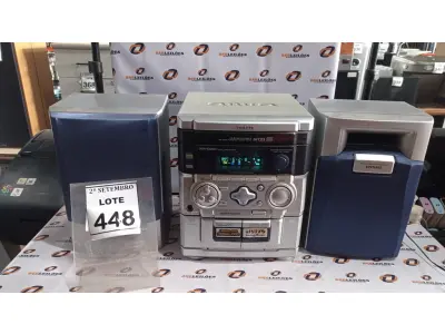 LOTE 448 - 01 MINI SYSTEM MARCA AIWA COM 02 CAIXAS. (NO ESTADO) ATENÇÃO! FAZER A VISITAÇÃO ANTES DE ARREMATAR, NÃO SABEMOS SE FUNCIONA, LEILÃO NÃO TEM GARANTIA E NEM DEVOLUÇÃO, SUJEITO A POSSÍVEIS AVARIAS VISÍVEIS/OCULTAS E/OU AUSÊNCIA DE COMPONENTES.